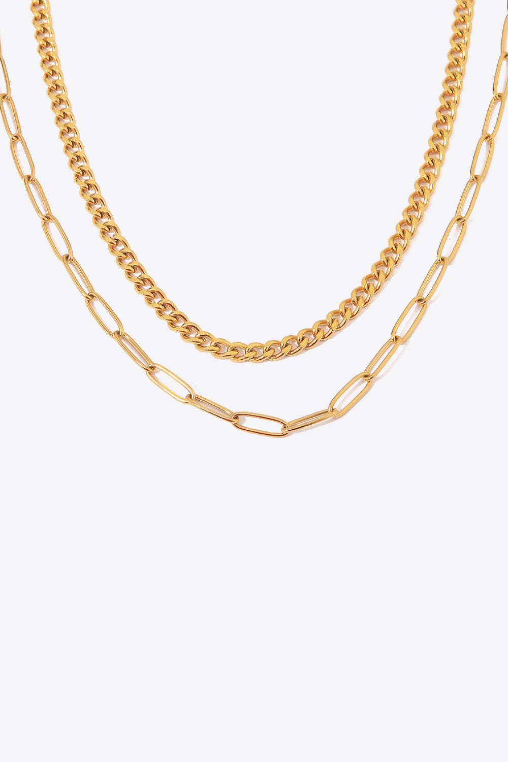 18K Gold Plated Layered Chain Necklace - ClozArt