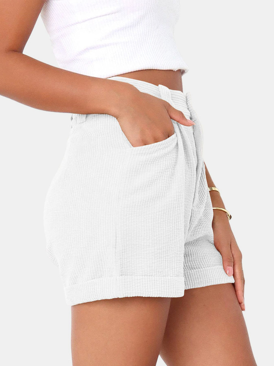 Full Size High Waist Shorts with Pockets - ClozArt