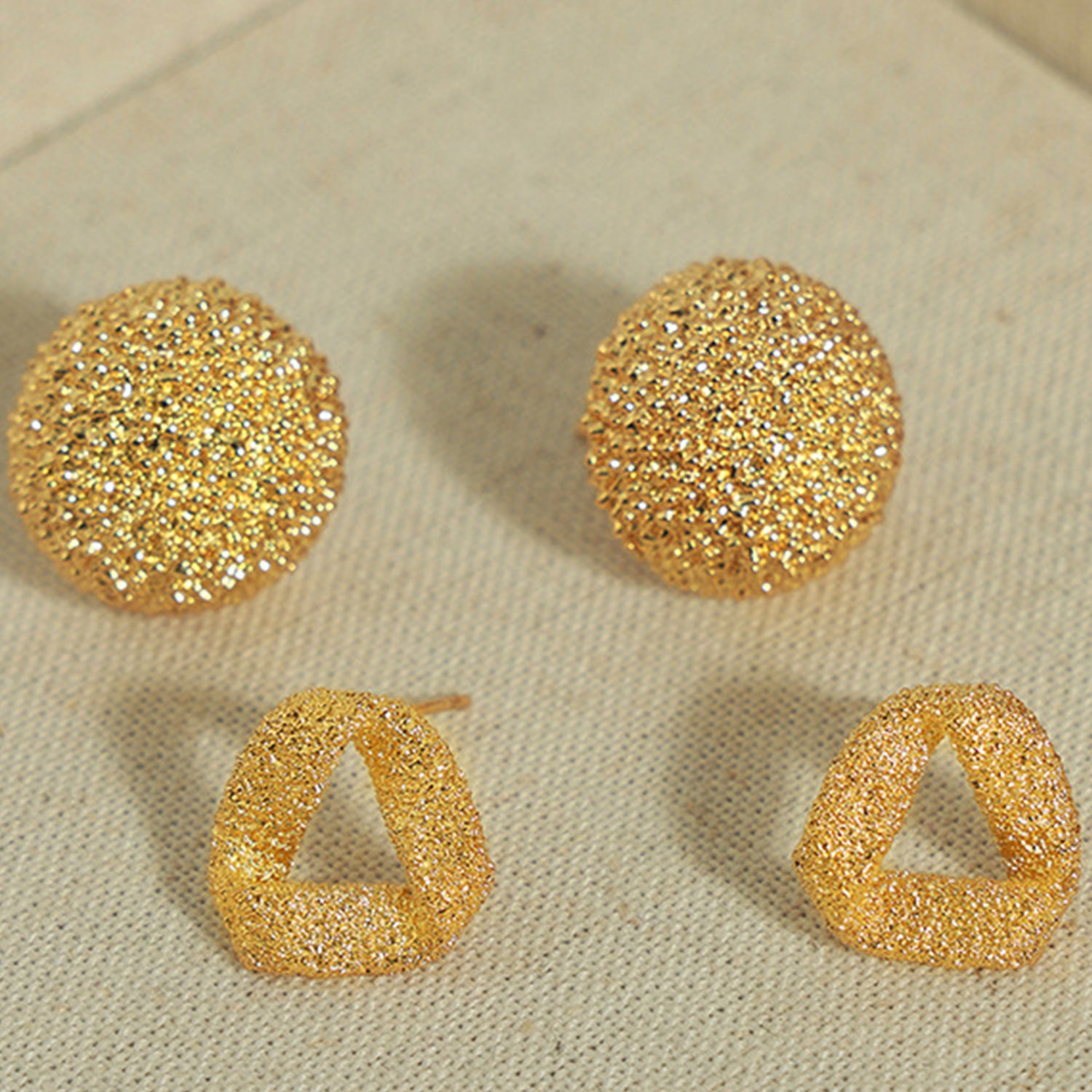 Gold-Plated Geometric Stud Earrings - ClozArt