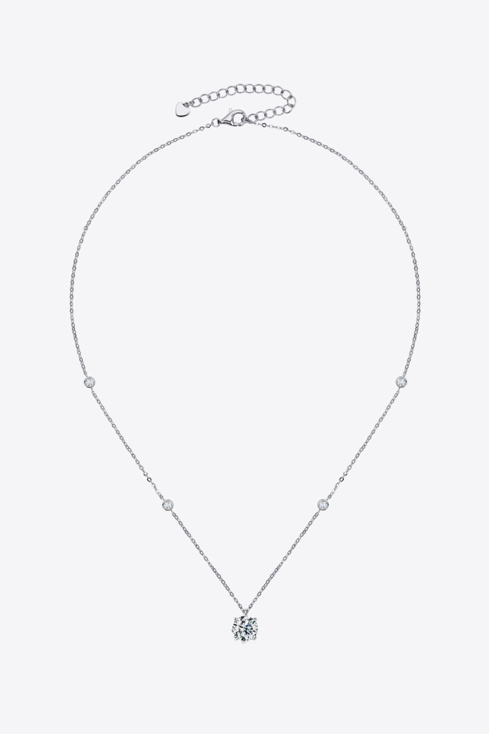 2 Carat Moissanite 4-Prong 925 Sterling Silver Necklace - ClozArt