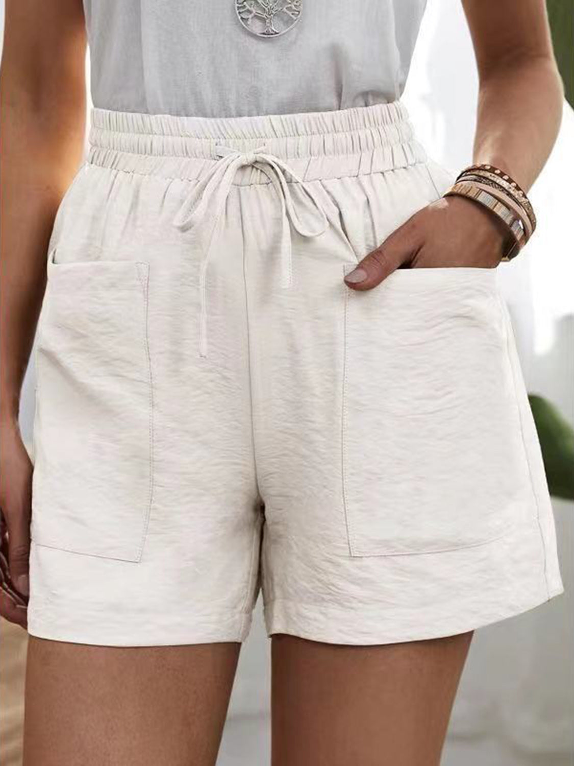 Full Size Drawstring Shorts with Pockets - ClozArt