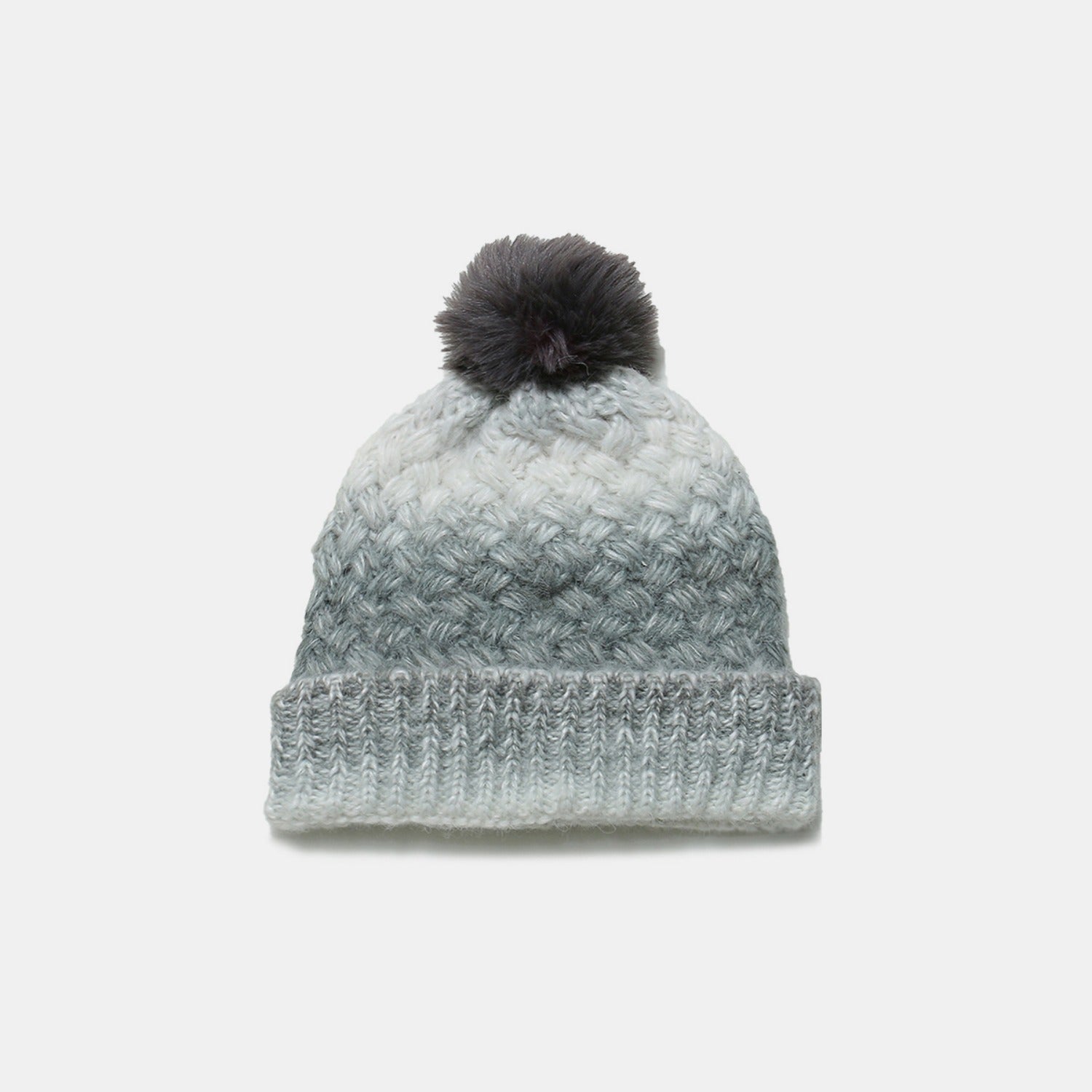 Gradient Knit Hat with Pompom - ClozArt