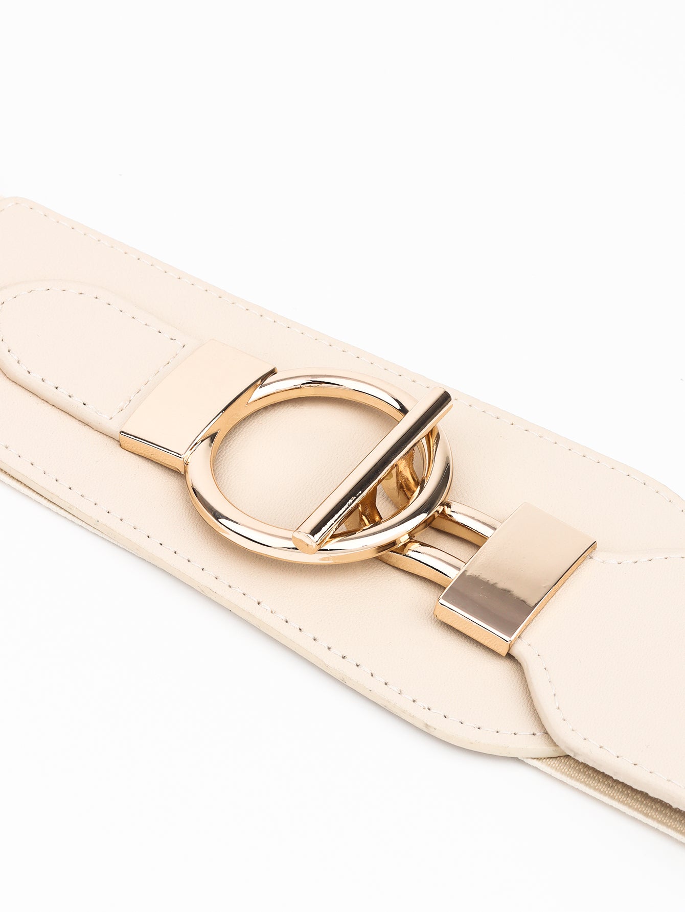 PU Elastic Wide Belt with Alloy Buckle - ClozArt