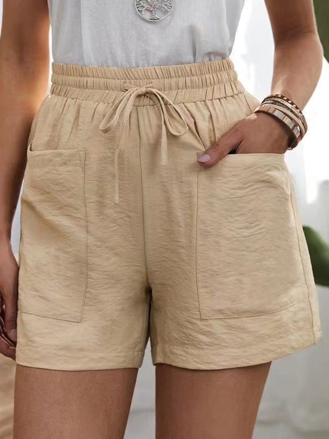 Full Size Drawstring Shorts with Pockets - ClozArt