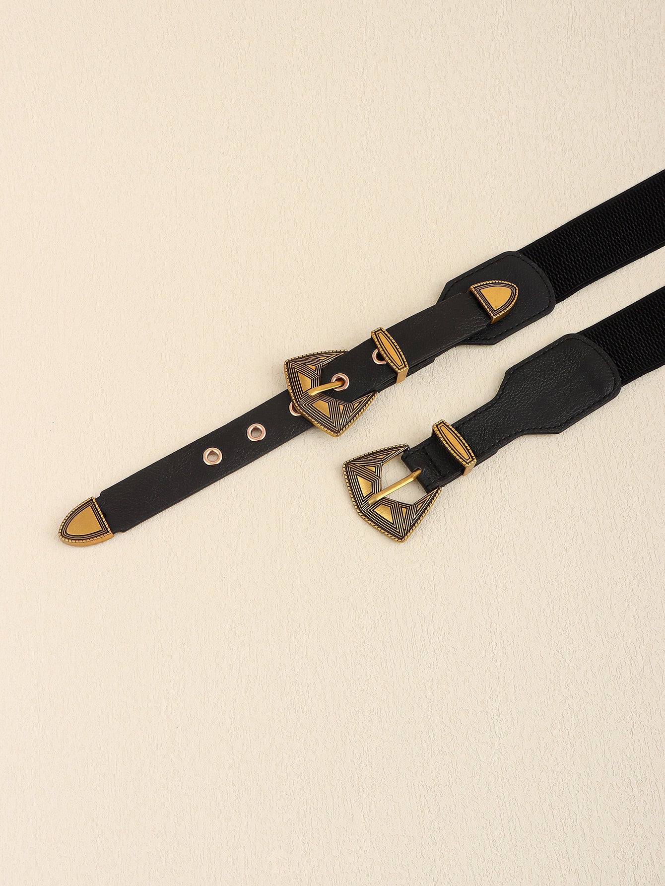 Double Buckle PU Leather Belt - ClozArt