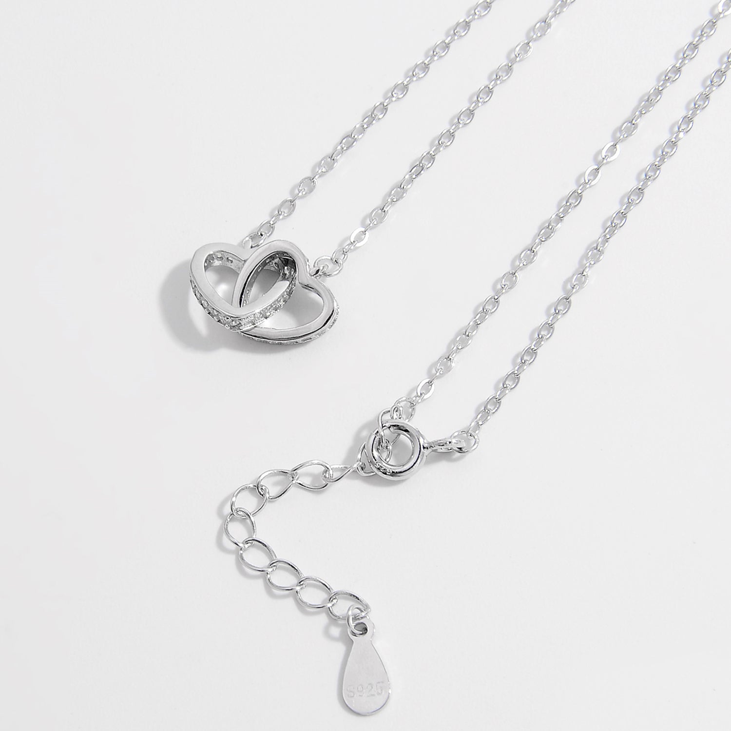 925 Sterling Silver Inlaid Zircon Heart Necklace - ClozArt