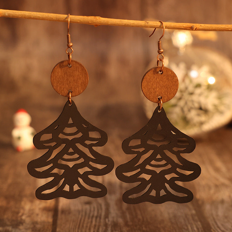 Wooden Cutout Tree Shape Earrings - ClozArt