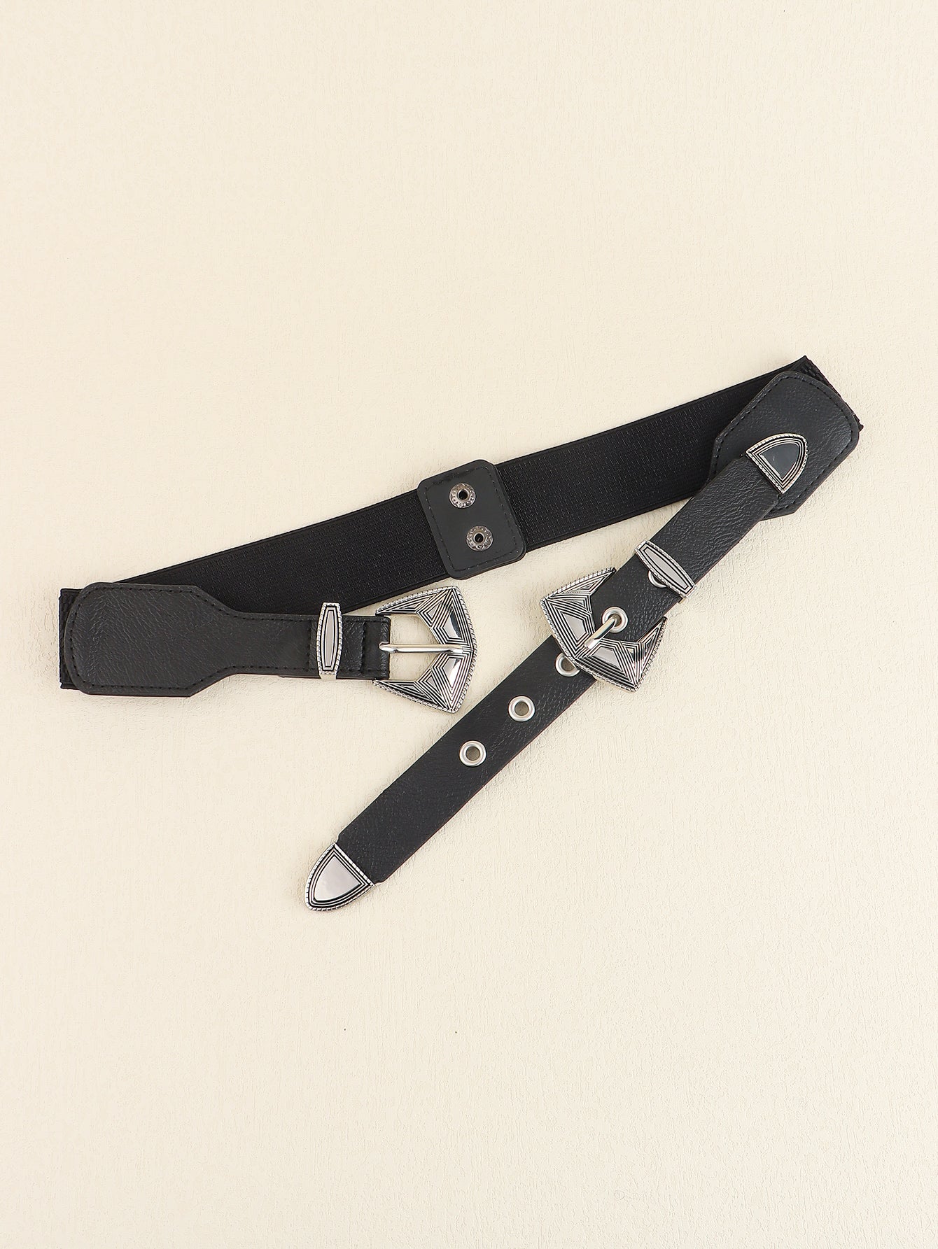 Double Buckle PU Leather Belt - ClozArt