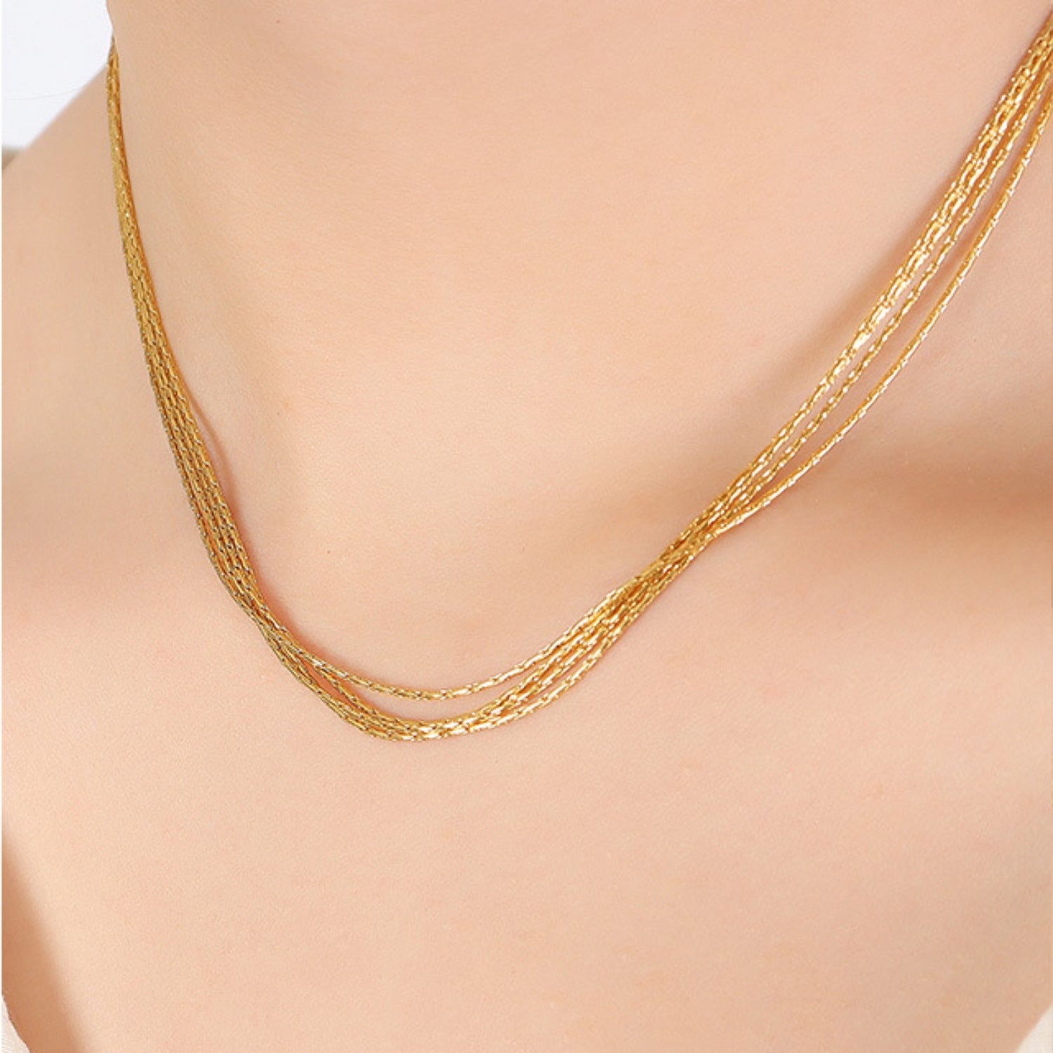 18K Gold-Plated Multi-Layer Clavicle Chain Necklace - ClozArt