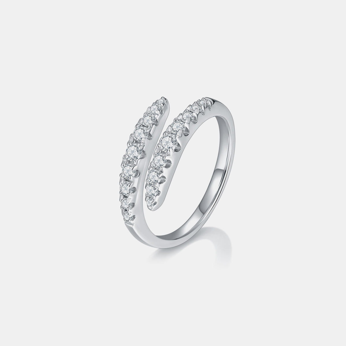 925 Sterling Silver Moissanite Bypass Ring - ClozArt