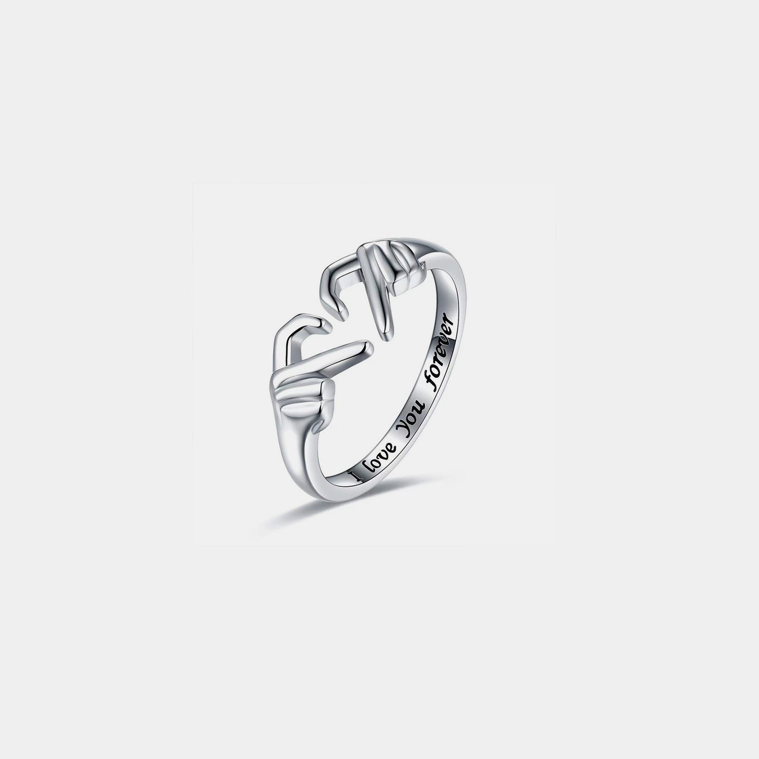 Hand Heart Shape 925 Sterling Silver Open Ring - ClozArt