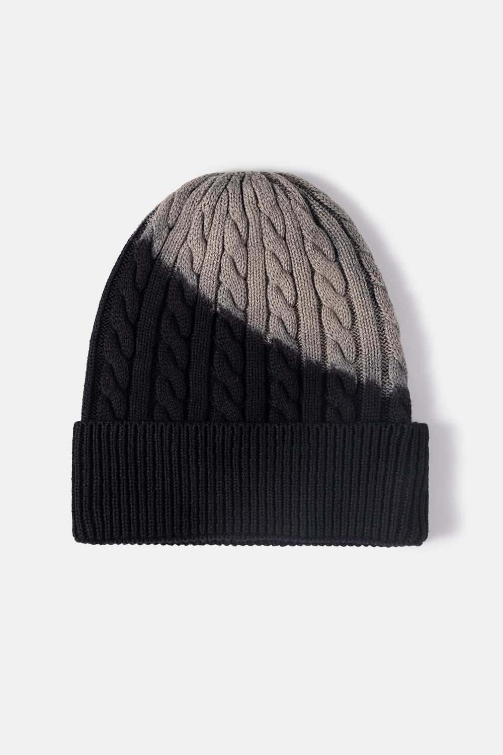 Contrast Tie-Dye Cable-Knit Cuffed Beanie - ClozArt