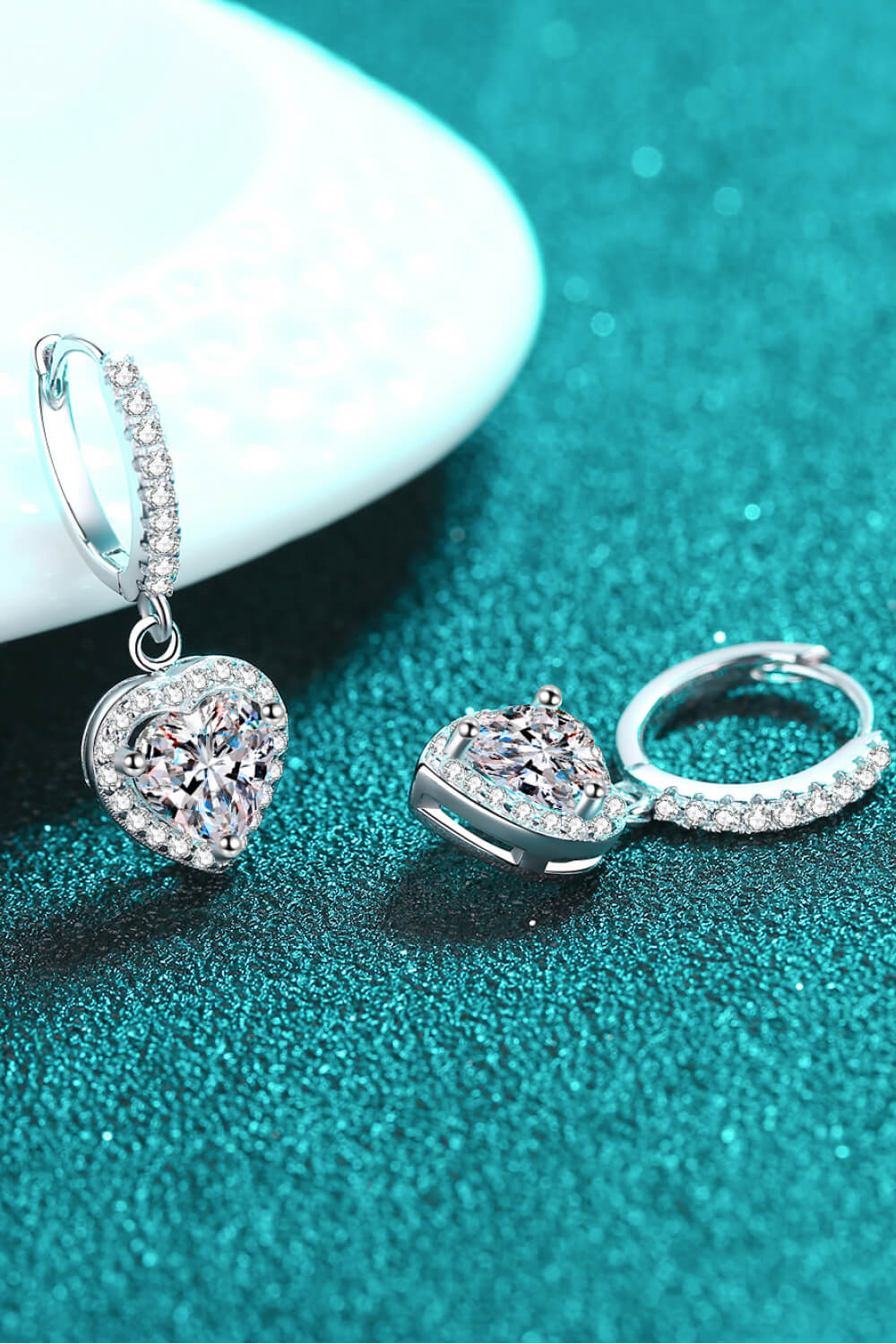 Moissanite Heart-Shaped Drop Earrings - ClozArt