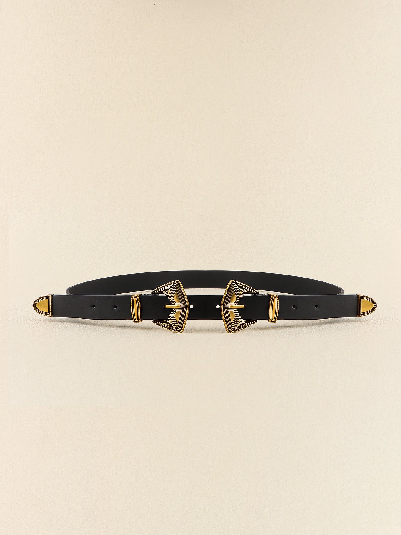 Double Buckle PU Leather Belt - ClozArt