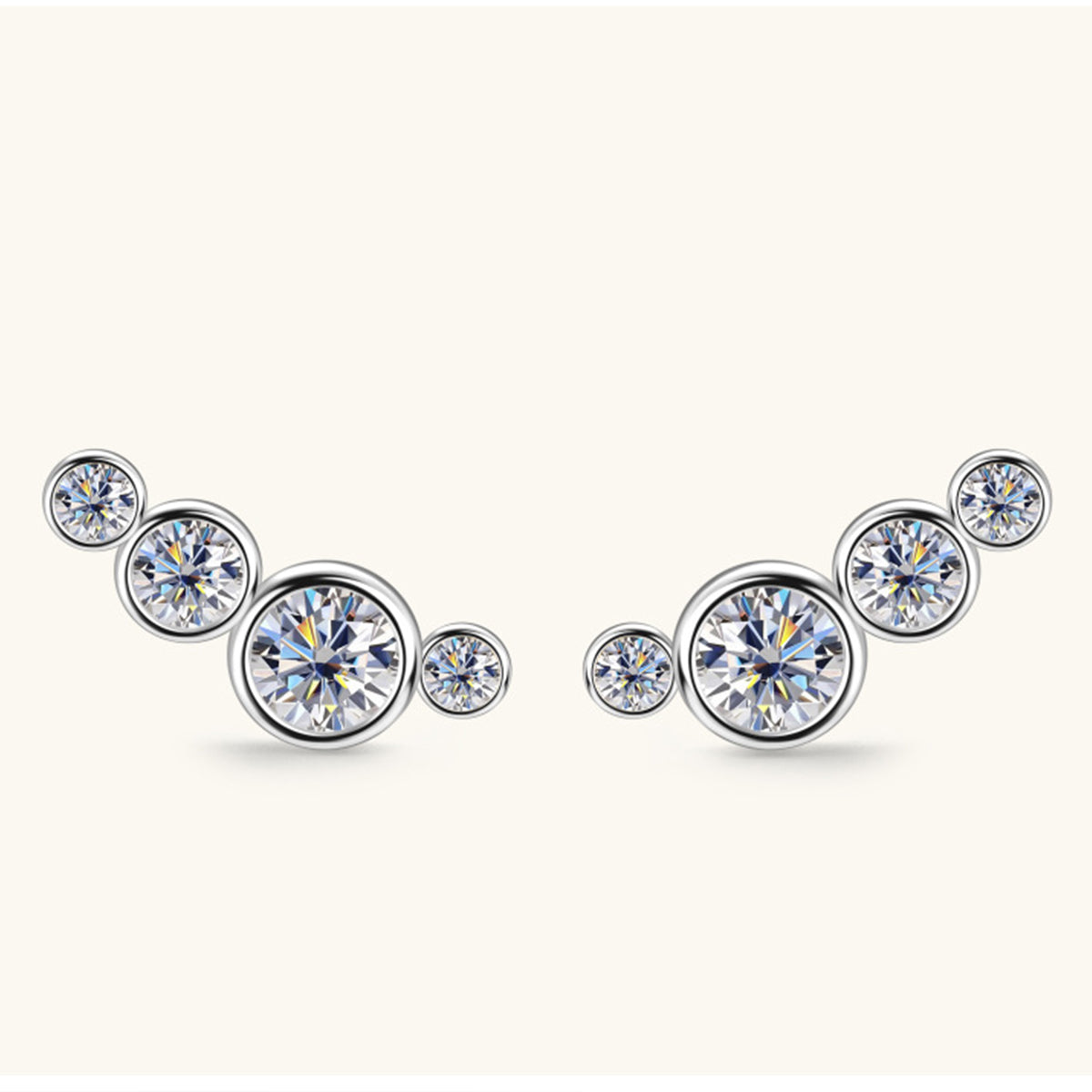 Moissanite 925 Sterling Silver Stud Earrings - ClozArt