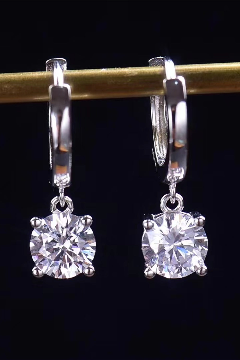 Feel The Surprise 1 Carat Moissanite Platinum-Plated Drop Earrings - ClozArt