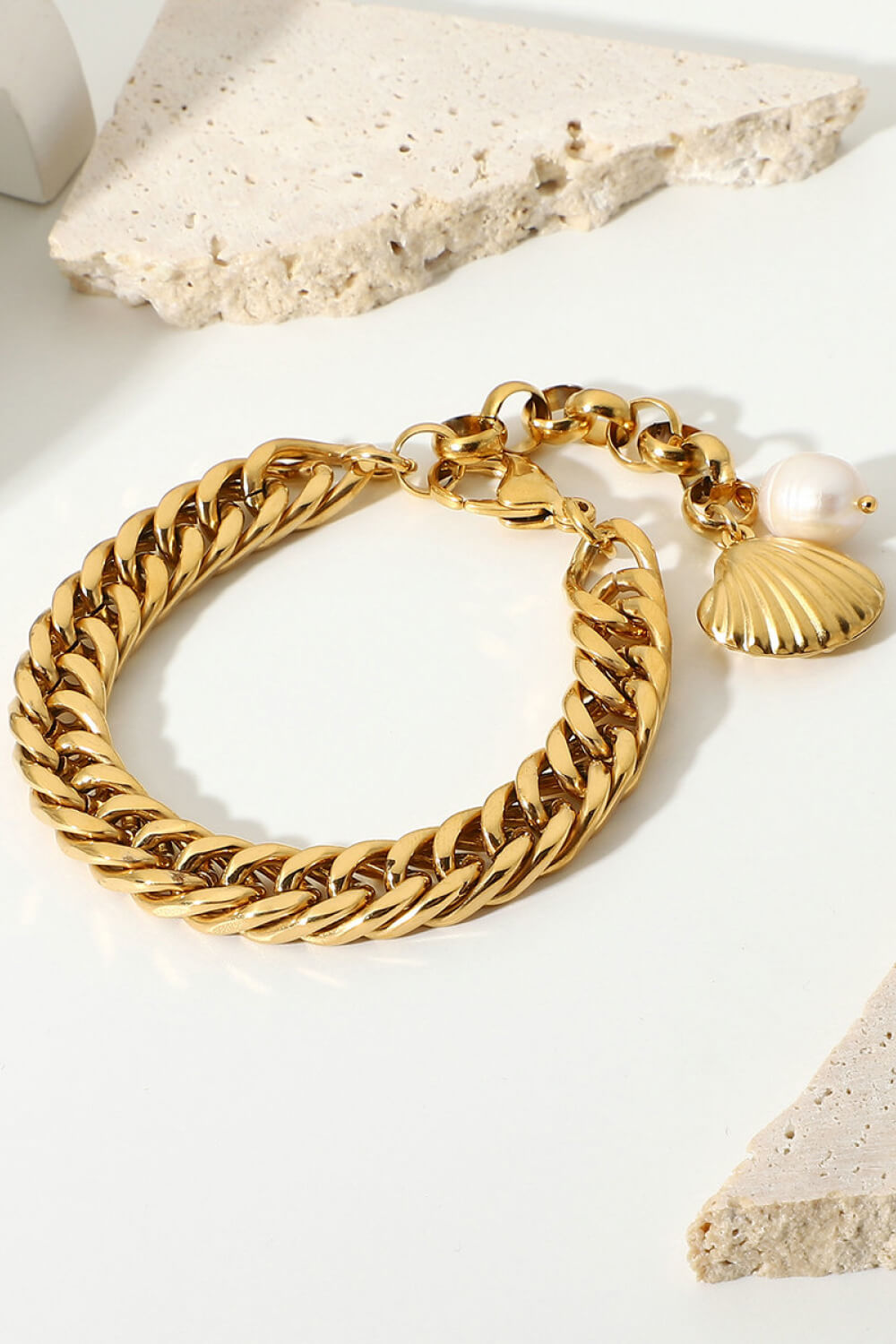 18K Gold-Plated Curb Chain Bracelet - ClozArt