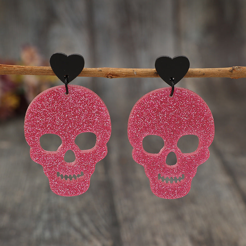 Acrylic Skeleton & Heart Earrings - ClozArt