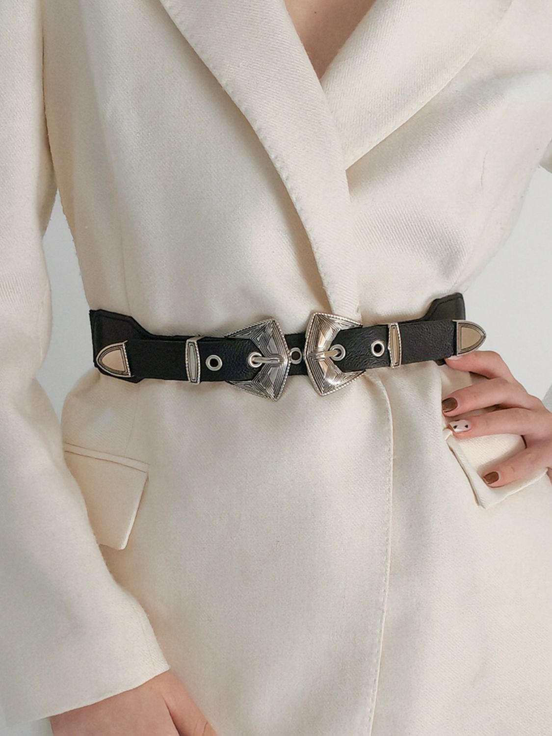 Double Buckle PU Leather Belt - ClozArt