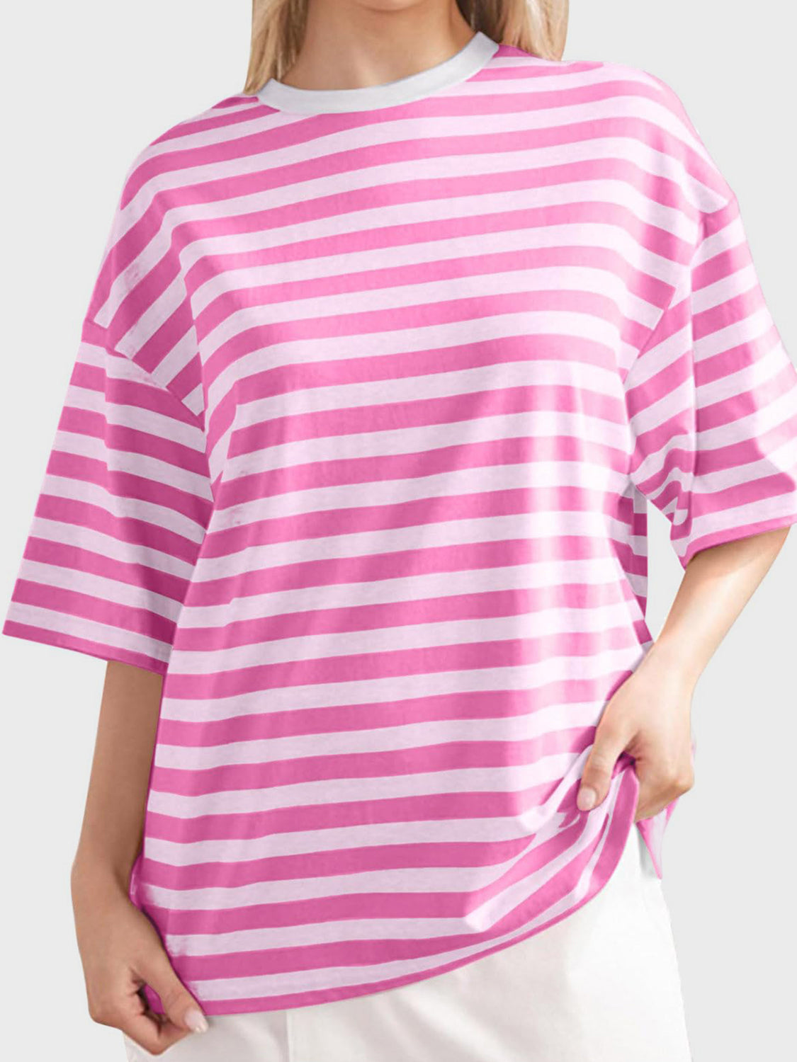 Striped Round Neck Half Sleeve T-Shirt