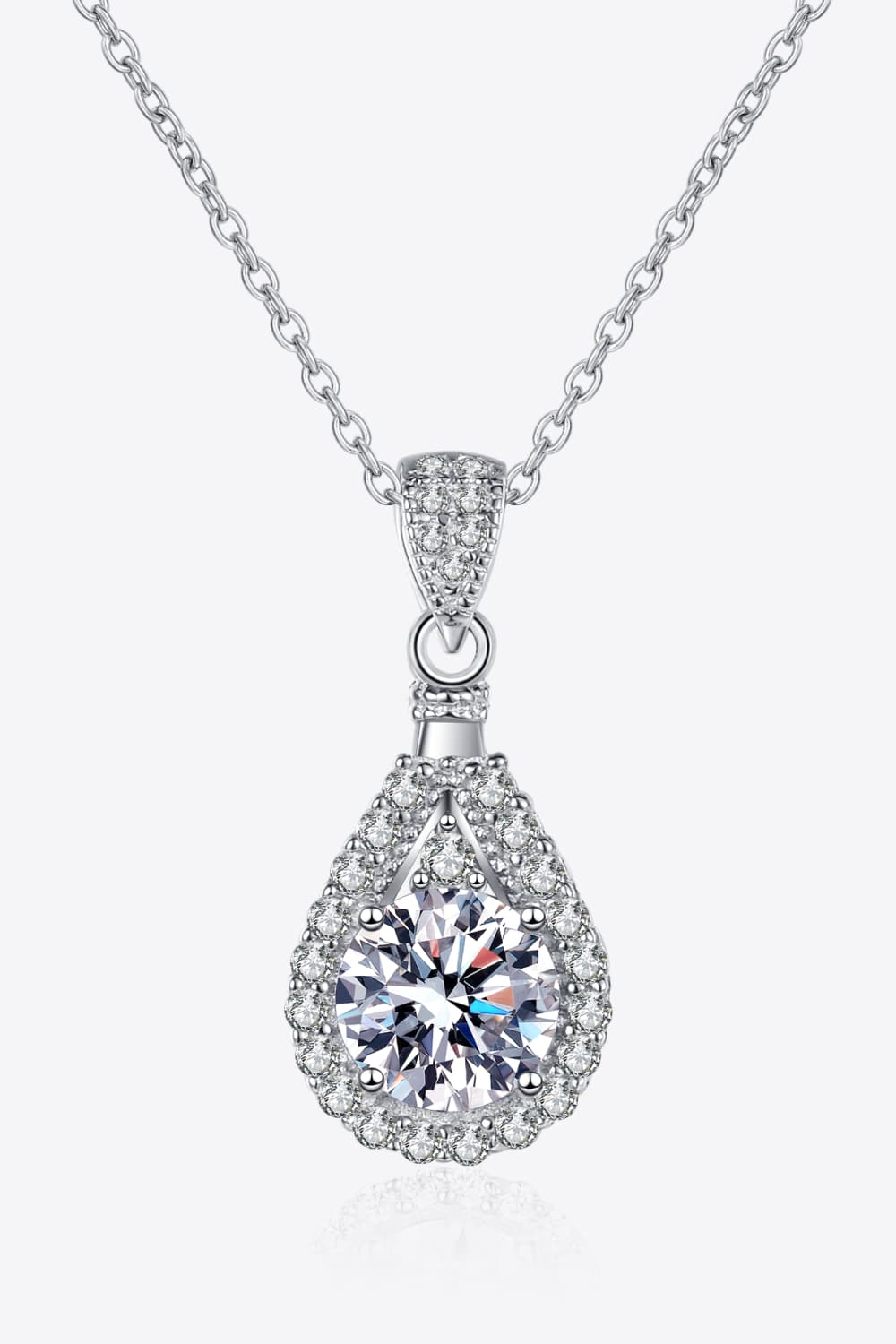 2 Carat Moissanite Teardrop Pendant 925 Sterling Silver Necklace - ClozArt