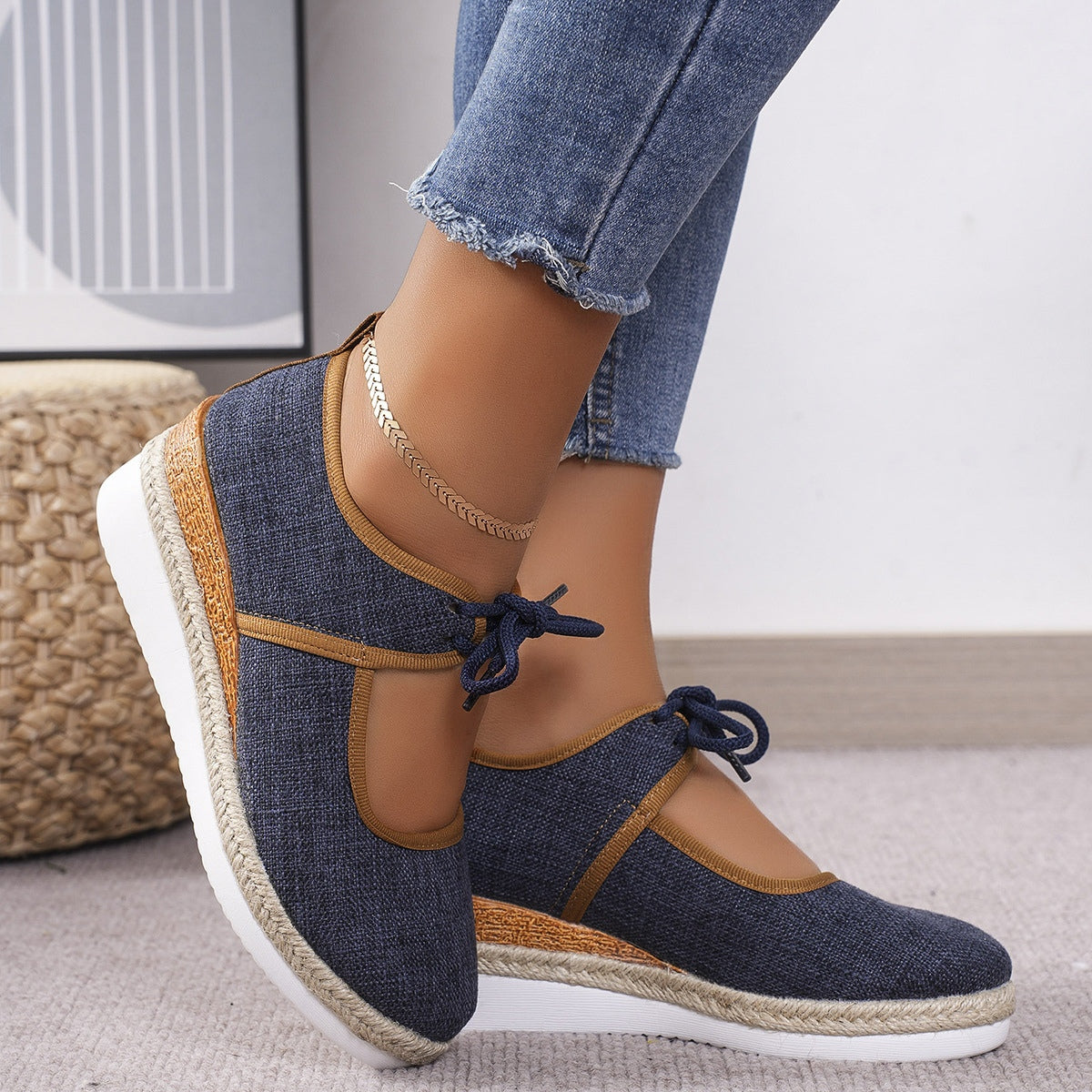 Tied Cutout Wedge Slip-Ons - ClozArt