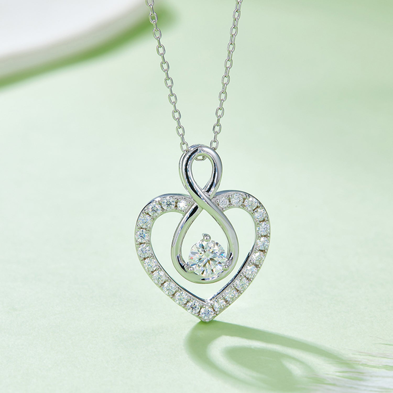 1 Carat Moissanite 925 Sterling Silver Heart Shape Necklace - ClozArt