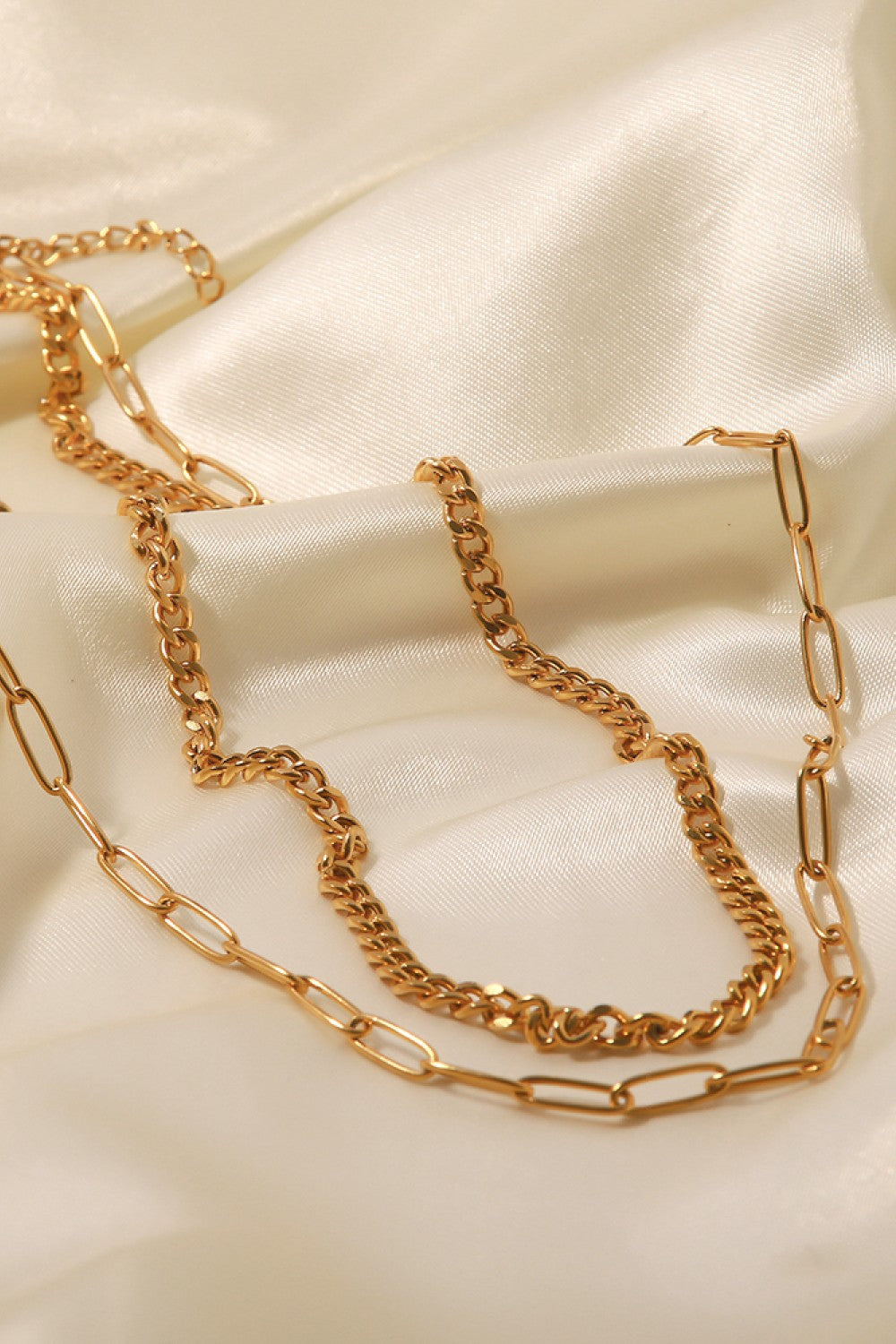 18K Gold Plated Layered Chain Necklace - ClozArt