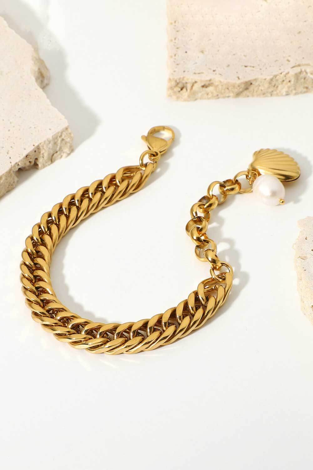 18K Gold-Plated Curb Chain Bracelet - ClozArt