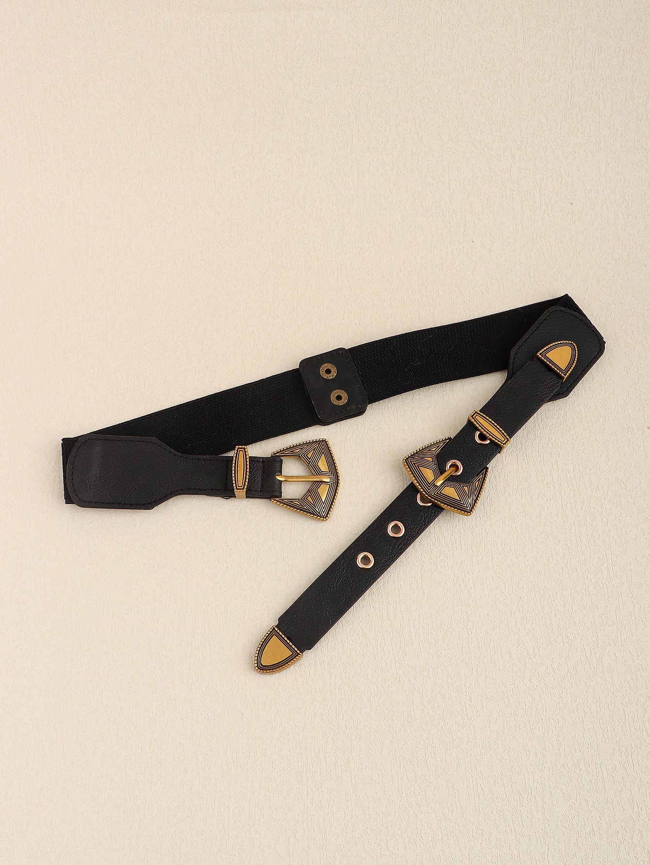 Double Buckle PU Leather Belt - ClozArt