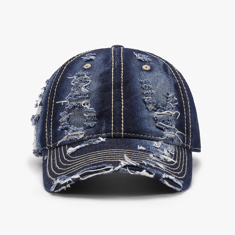 Distressed Adjustable Cotton Baseball Cap - ClozArt