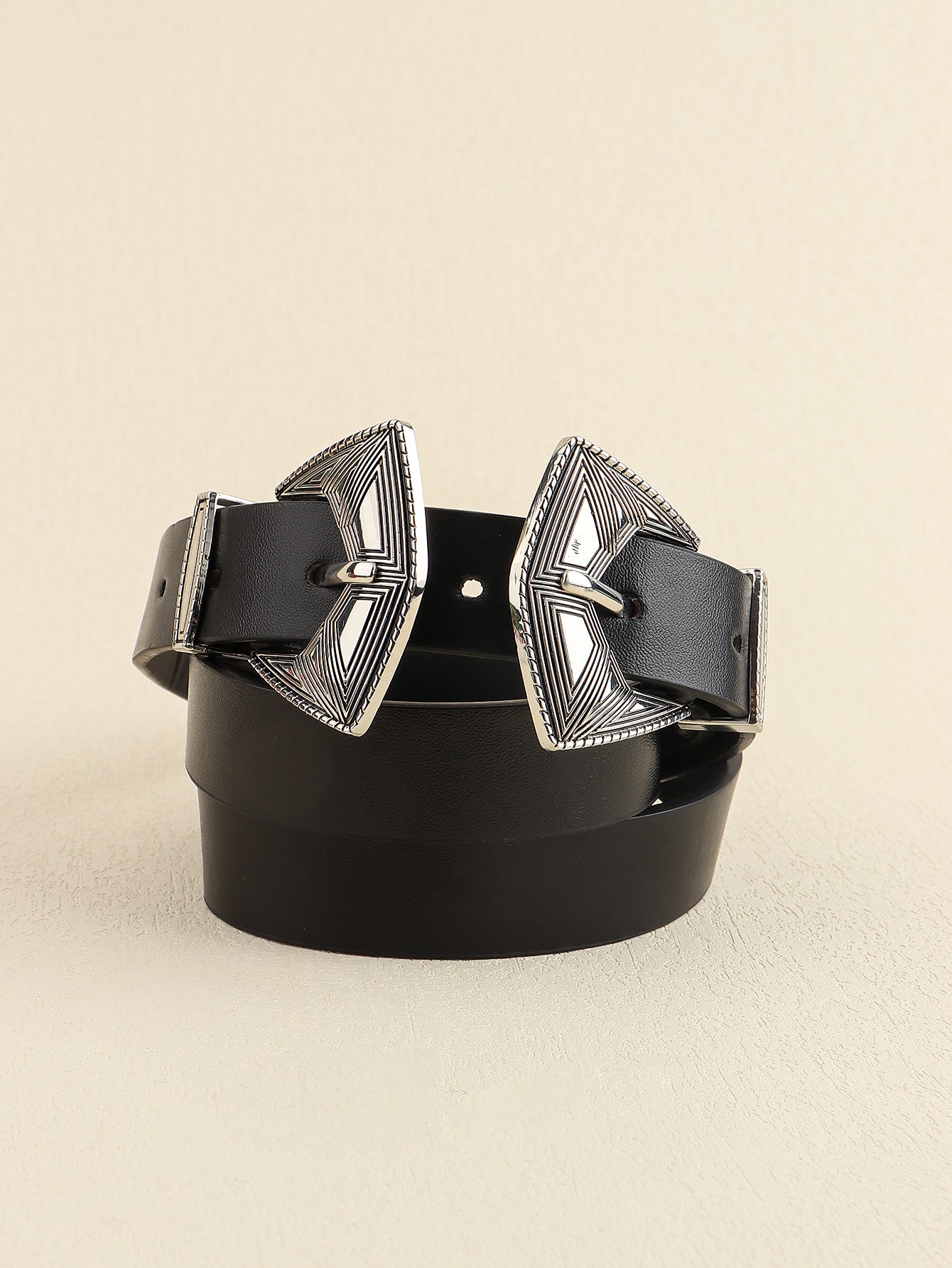 Double Buckle PU Leather Belt - ClozArt