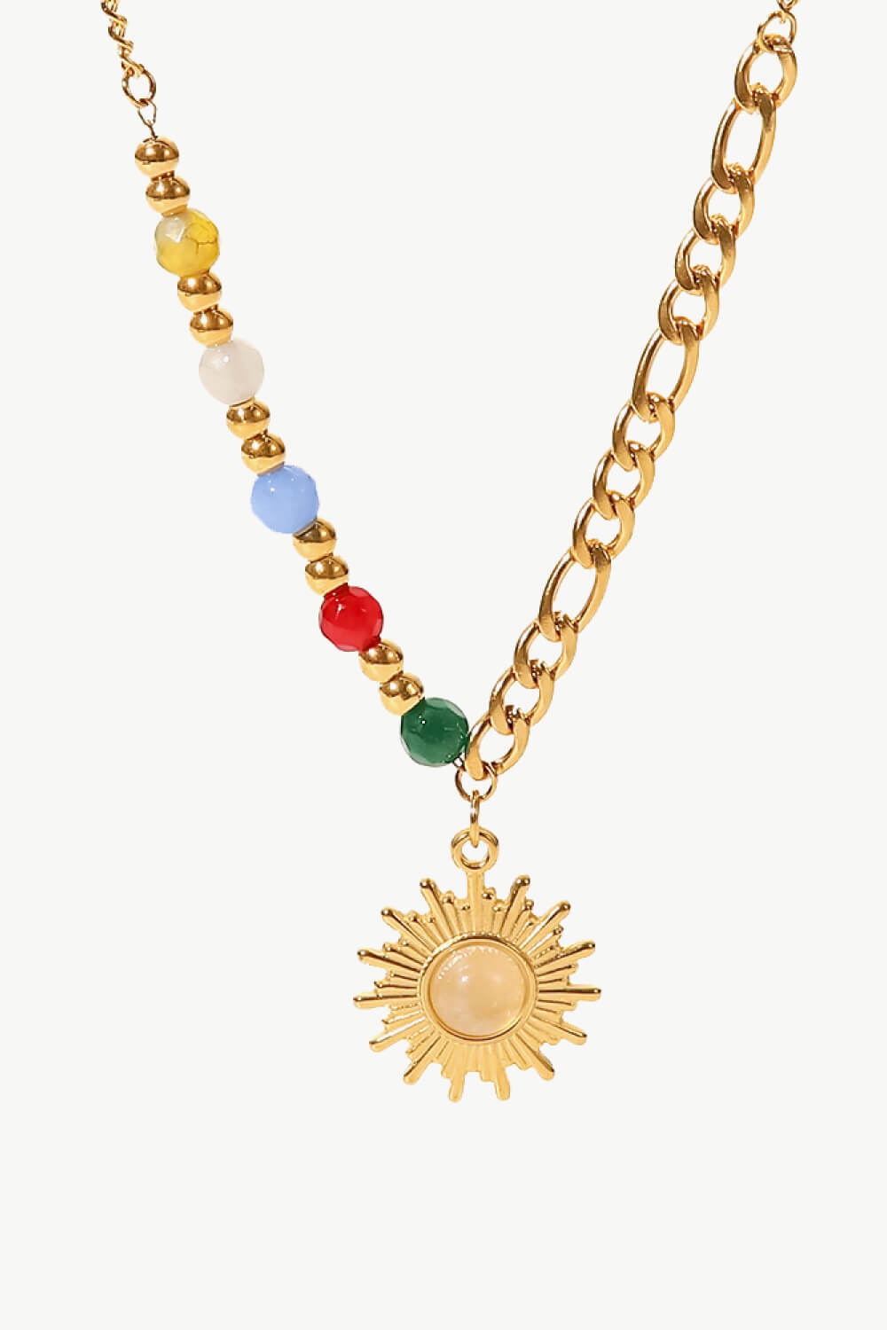 Opal Sun Shape Pendant Necklace - ClozArt