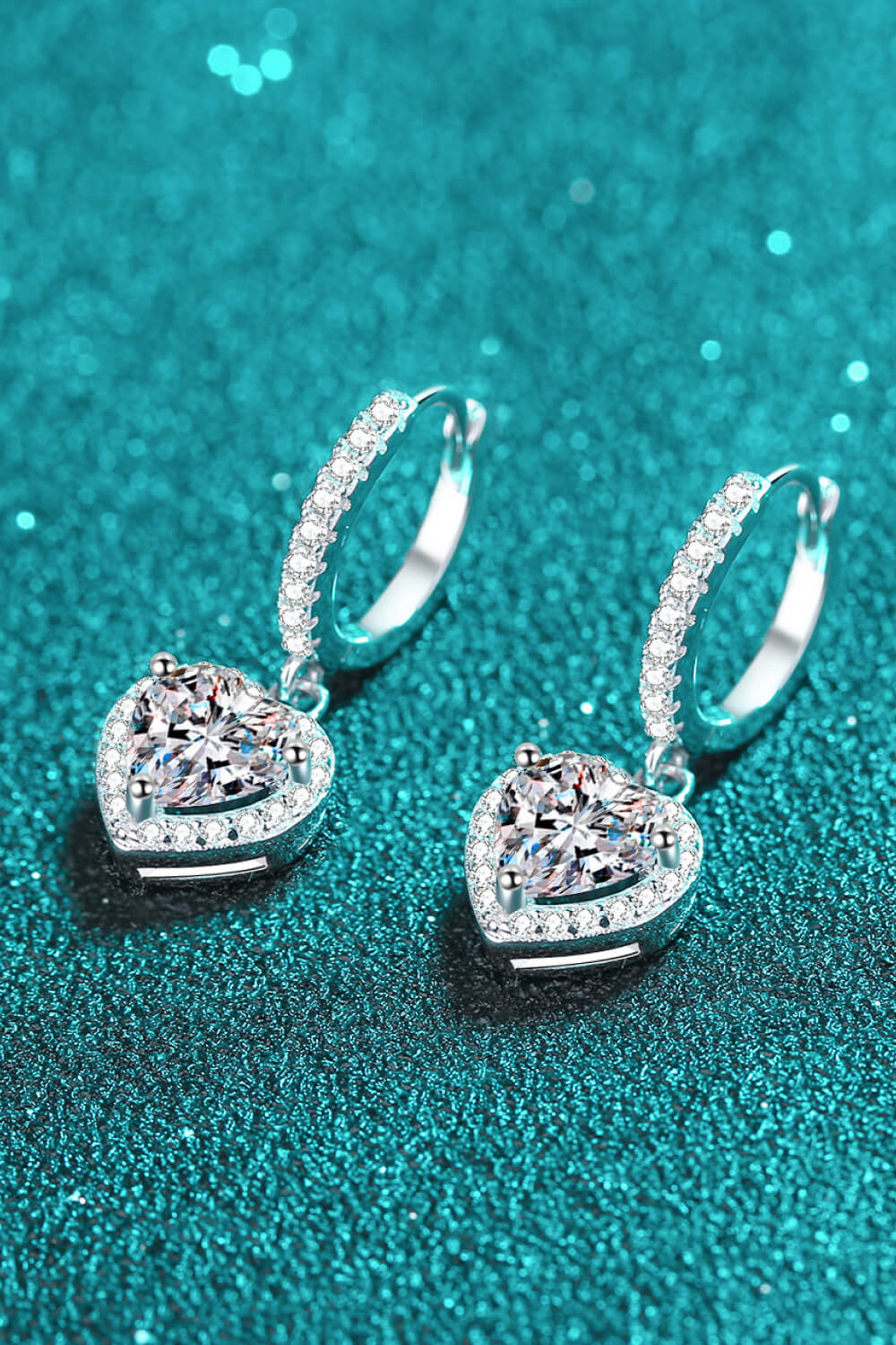 Moissanite Heart-Shaped Drop Earrings - ClozArt