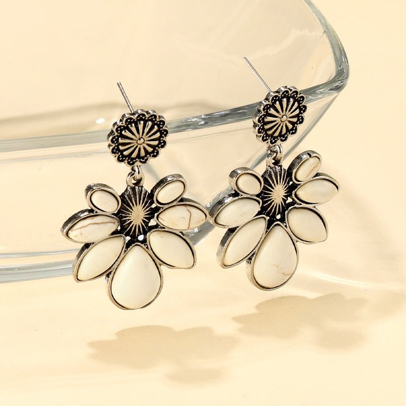 Artificial Turquoise Flower Earrings - ClozArt