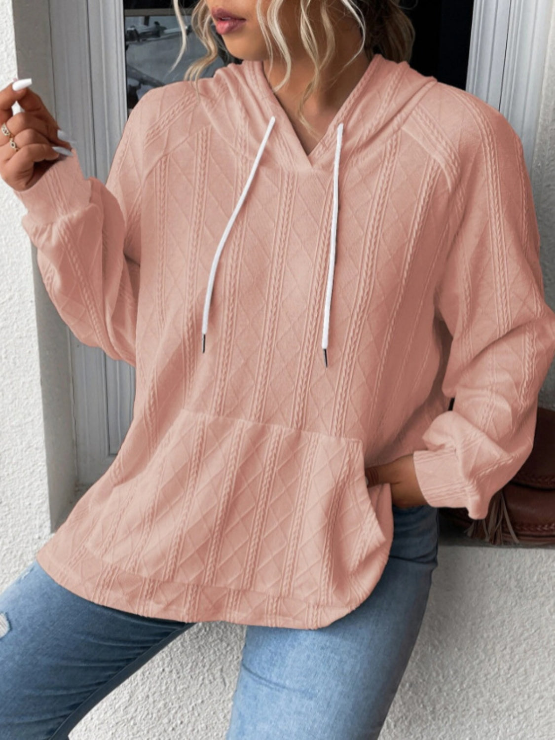 Full Size Drawstring Long Sleeve Hoodie