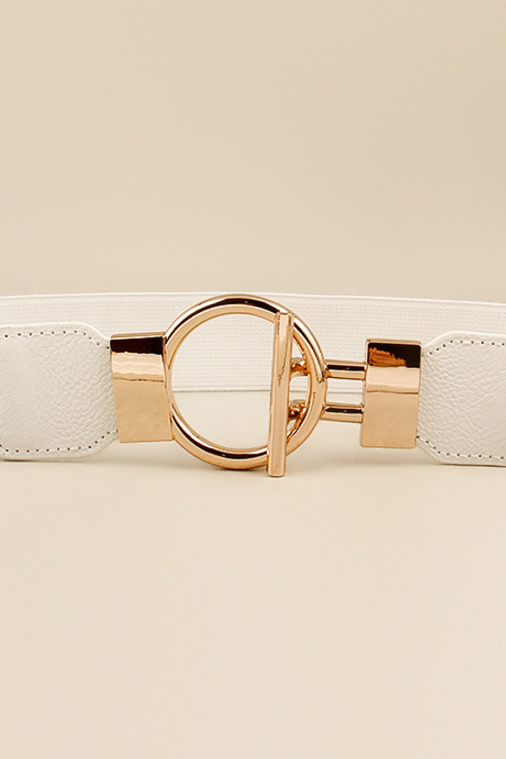 Circle Shape Buckle Zinc Alloy Buckle PU Leather Belt - ClozArt