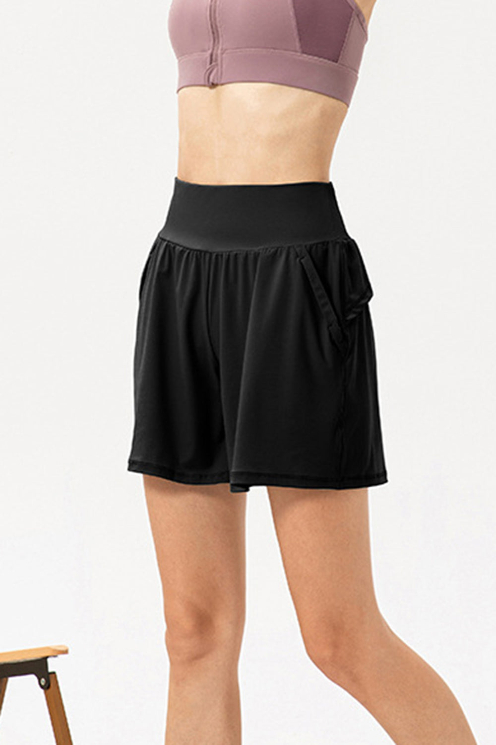 Pocketed Elastic Waist Active Shorts - ClozArt