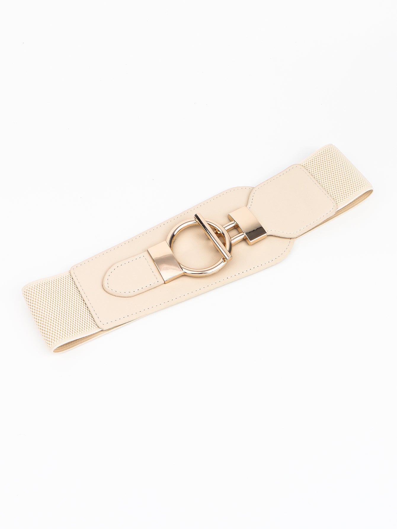 PU Elastic Wide Belt with Alloy Buckle - ClozArt