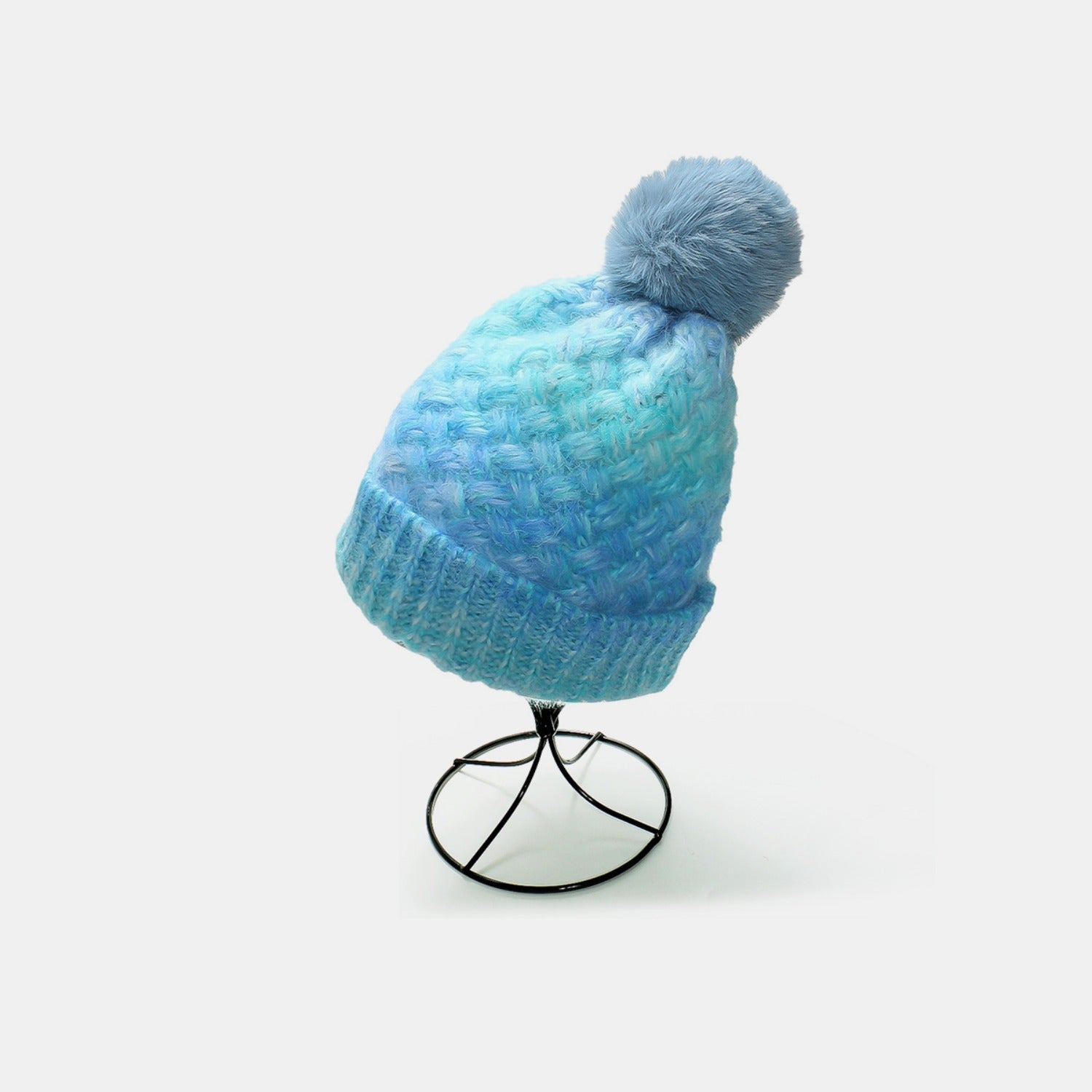 Gradient Knit Hat with Pompom - ClozArt