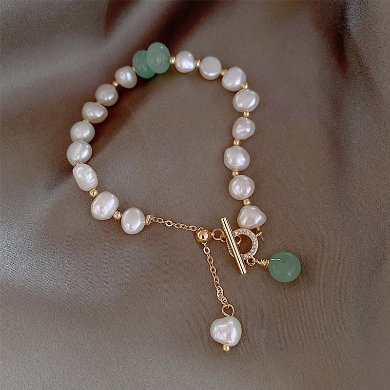 Pearl Green Stone Link Bracelet - ClozArt