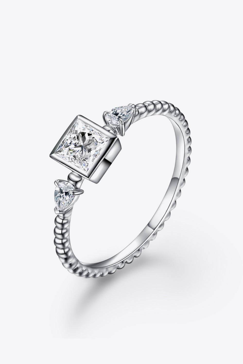 Moissanite Square Shape 925 Sterling Silver Ring - ClozArt